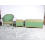 Lloyd Loom cane furniture, painted green