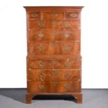 George III style mahogany chest on chest,