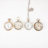 A quantity of silver and metal pocket watches and alberts, a John Hawley & Company London and