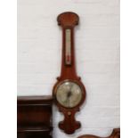 Victorian mahogany banjo shape wall barometer,