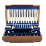 A canteen of electroplated cutlery, in Art Deco case