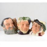 Thirteen Royal Doulton character jugs.