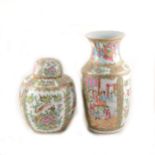 Cantonese Famille Rose ginger jar, and a similar Cantonese vase,