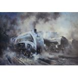 After David Weston "Steam at Top Shed" a signed limited edition print number 216/500, 49mm x 72mm, "