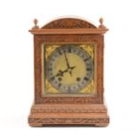 German oak case mantel clock, ...