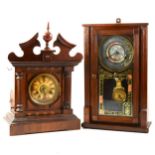 Walnut and stained beech bugler alarm clock, Thomas Fattorini, ...