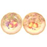 Two Royal Worcester hand painted fruit design plates signed R Price and J Reed,