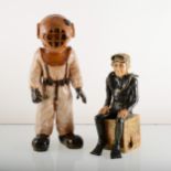 Two art pottery figures of Deep-sea Divers, by Christine Goldstone