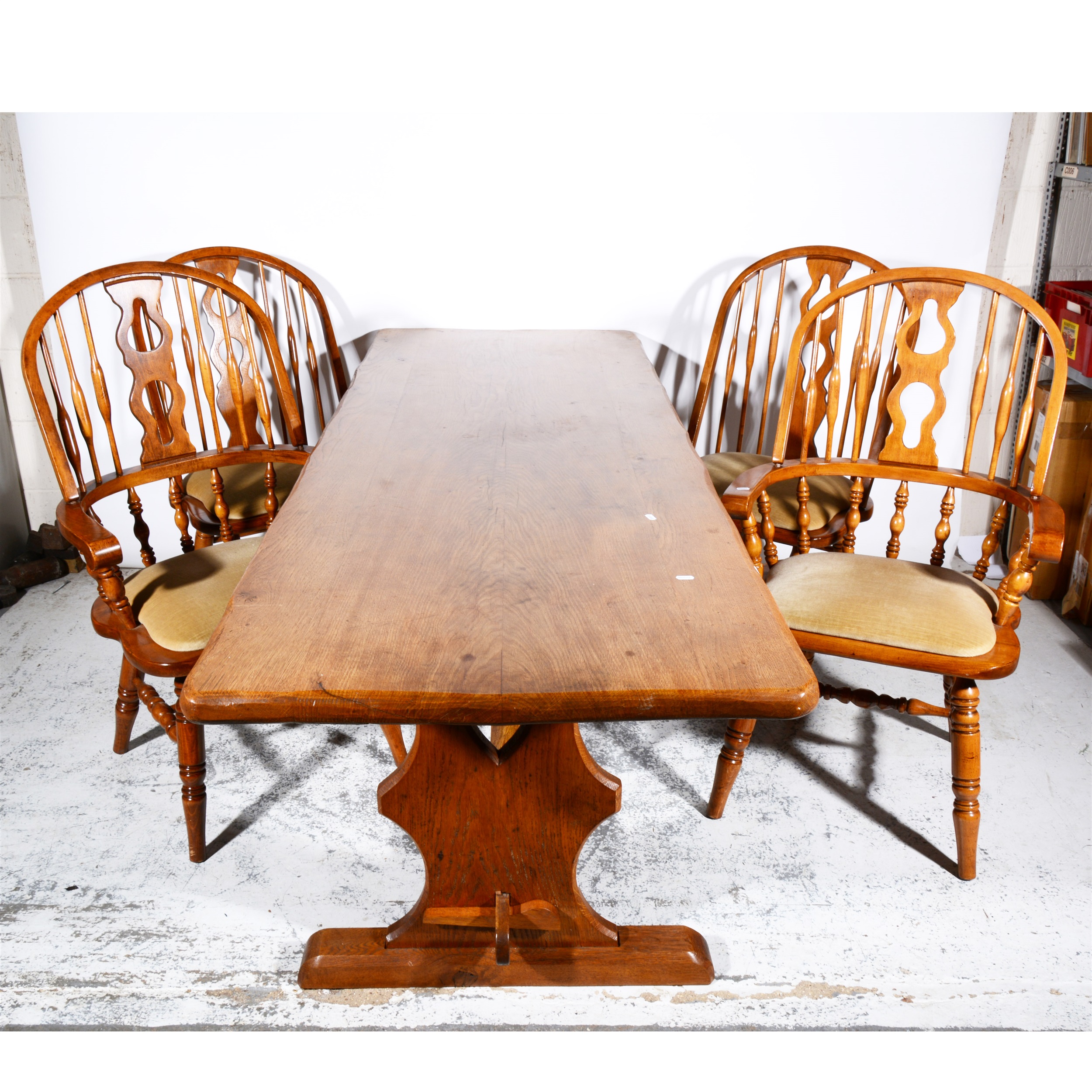 Modern oak refectory style dining table, ...