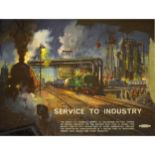 Terence Cuneo; 1960s British Railways advertising poster 'Service to Industry' signed by Terence