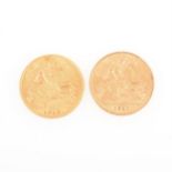 Two Half Sovereigns - George V 1911, 1913
