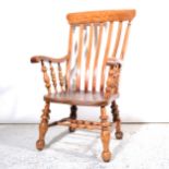 Beech and elm lathe back elbow chair