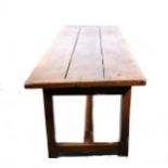 Joined oak and pine trestle table