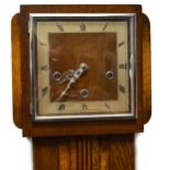 Oak grandmother clock, 1940s, chiming movement.
