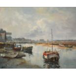 *Cox, A harbour scene, possibly Wells-Next-The-Sea