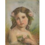 Victorian School, study of a girl, a pastel portrait.