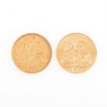 Two Half Sovereigns - Edward VII 1905, 1910