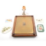 Victorian desk blotter, souvenir watch stand and ephemera