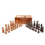 Matched set of boxwood 'St George' style chess pieces , two sets of dominoes and folding