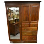 Late Victorian walnut combined wardrobe.