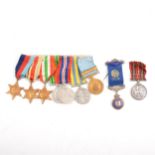 A set of seven WWII medals, etc.