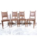 Set of six Victorian oak dining chairs.