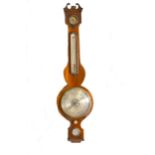 Victorianmahogany banjo-shaped barometer, signed M Barnasconi, Leeds