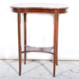 Edwardian inlaid mahogany kidney-shape table.