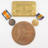 Medals; WWI pair and death penny, 316092 Pte. Harry Flatman Middlesex Regiment,