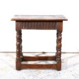 Oak joint stool, rectangular top,