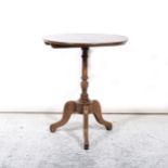 Oak tripod table, circular top.