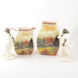 Two Minton Sea Breezes figures, Border Fine Art vases after Churchill, etc.