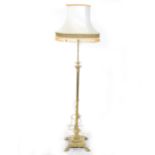 Brass Corinthian column adjustable standard lamp.