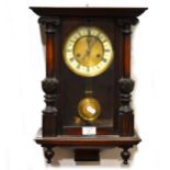 A German beech cased wall clock, Gustav Becker style