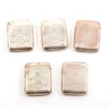 Five Edwardian silver vesta cases bearing the Leicestershire Regiment badge