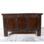 Joined oak coffer, in part late 17th century