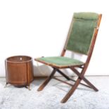 Edwardian inlaid mahogany jardiniere, and an Edwardian folding chair