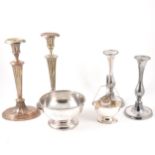 A quantity of silverplate, to include two pairs of candlesticks