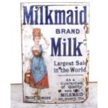 Milkmaid Brand Milk enamelled advertising sign,