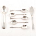 A set of six silver coffee spoons"Onslow" pattern, six silver apostle spoons, teaspoon and butter