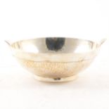 Silver bowl, hammered finish,