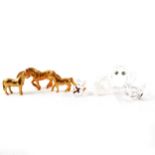 A collection of Swarovski crystal and other glass models, to include Swarovski diamond chaton (8cm