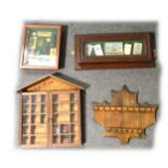Wooden display trays, spoon racks, glass topped Henri Wintermans display cabinet, etc