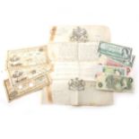 Victorian passport 1871 and a small collection of banknotes,