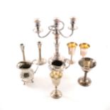 Electroplated three-light candelabra