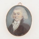 English School, 19th Century, miniature portrait of a gentleman, head and shoulders, with a dark