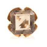 A large 1970s smoky quartz dress ring,