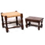 Two oak stools,