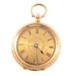 A 14K yellow metal open face fob watch,