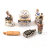 Scent bottles, inkwell, miniature figures, etc.